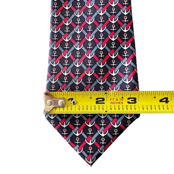 Authentic HERMES 100% Silk Blue Red & White Anchor Nautical Men’s Neck Tie - Picture 4 of 8